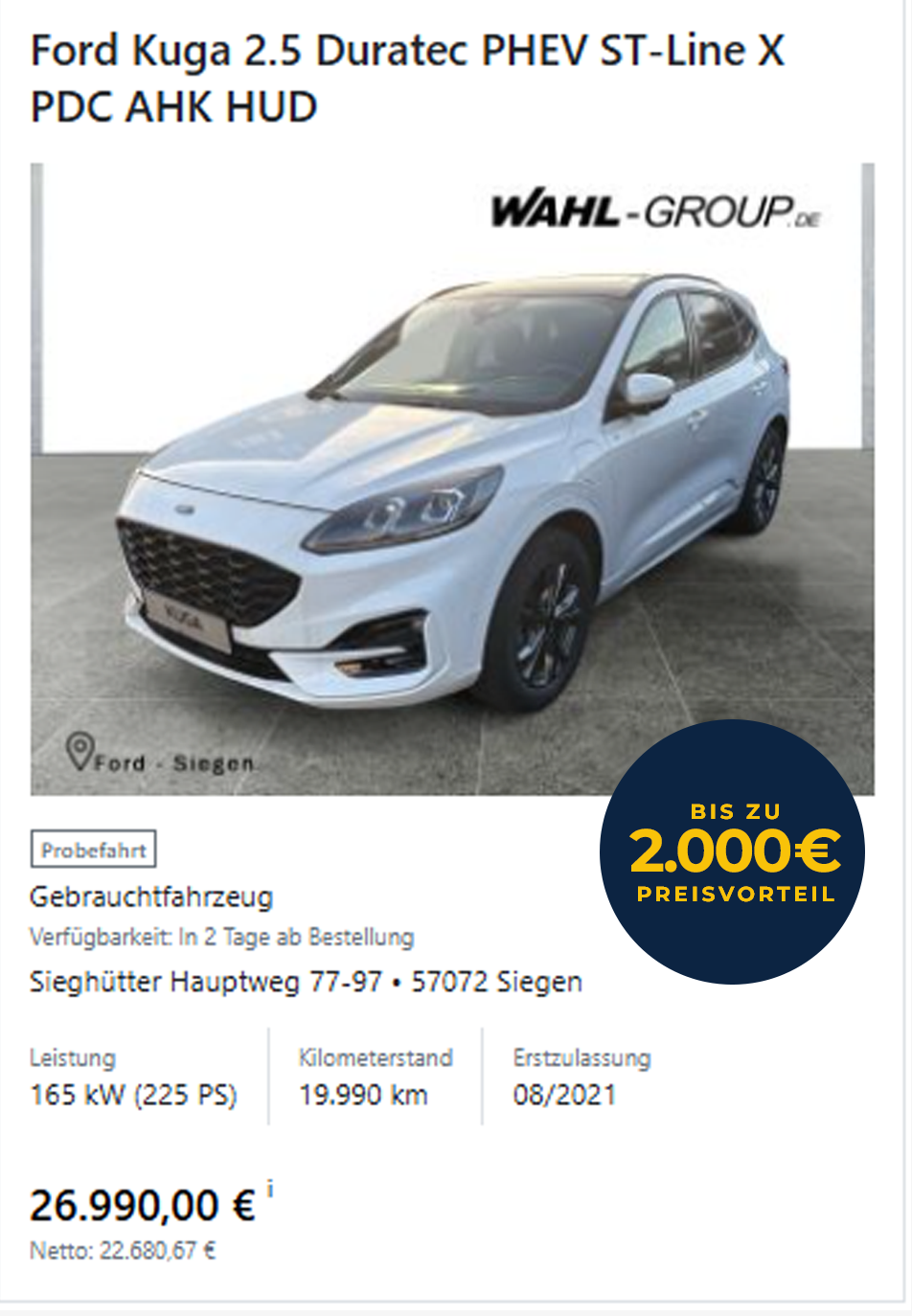 Ford Kuga – Gebrauchtwagen (Karte 2)